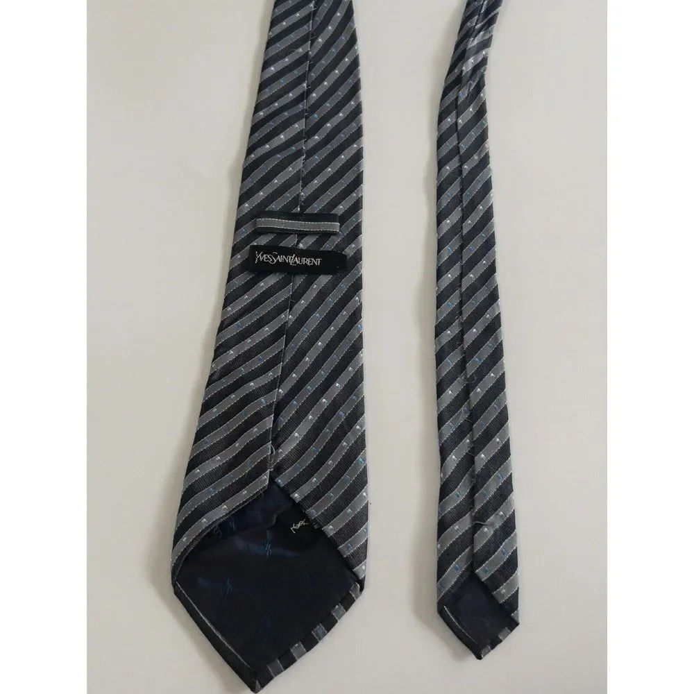 Yves Saint‎ Laurent Necktie YSL Blue And Gray